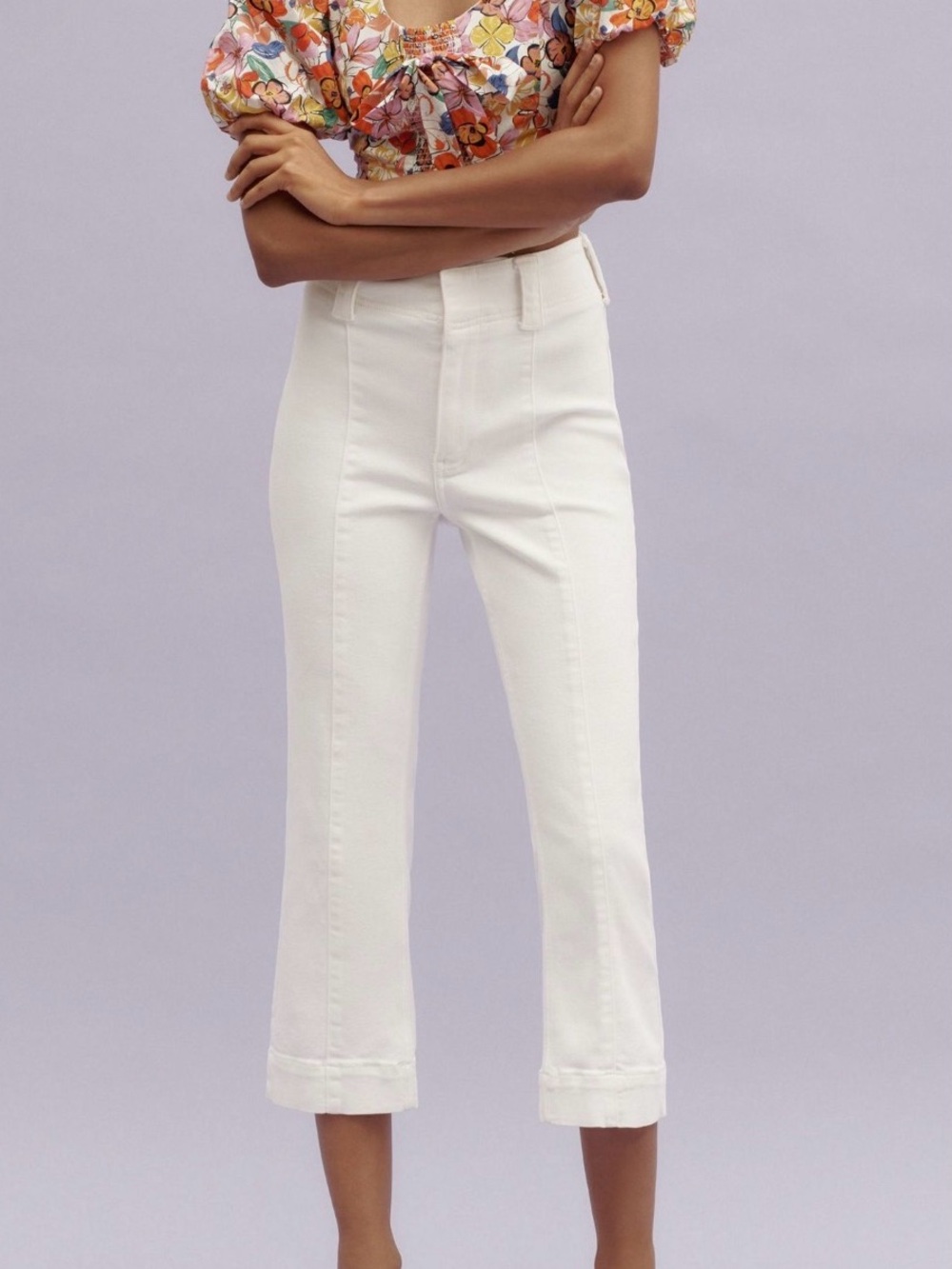 Anthropologie Pilcro Slim 70s High-Rise Crop Straight-Leg Jeans Size 29 White